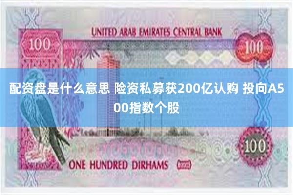 配资盘是什么意思 险资私募获200亿认购 投向A500指数个股